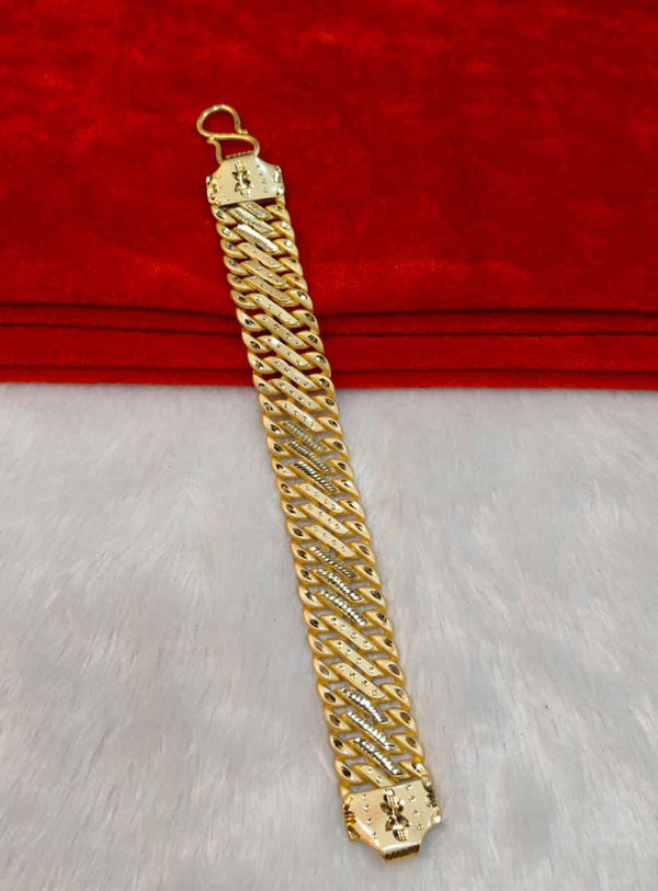 Broad Two-Tone Chevron Bracelet