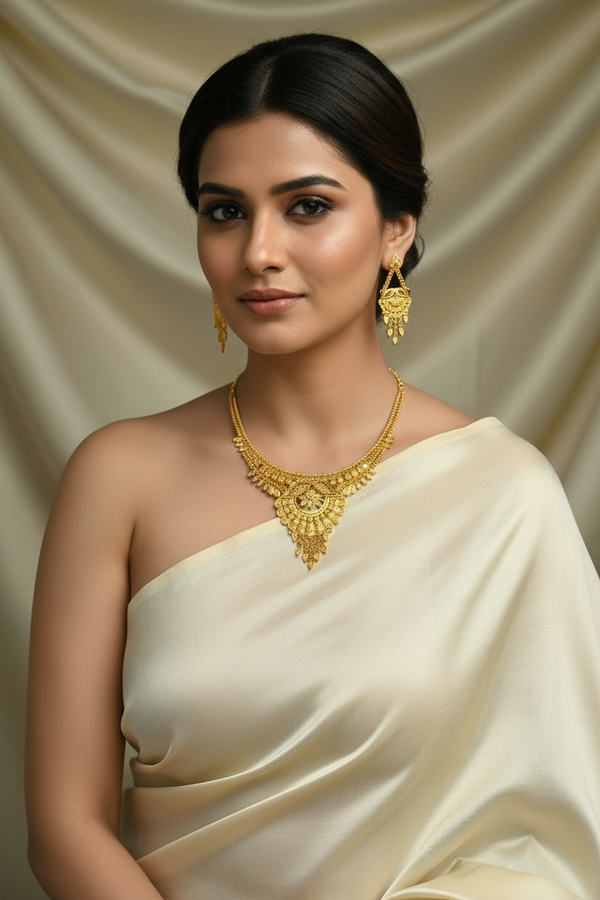 Premium 1 Gram Gold Forming Necklace Set - Real Gold Look 027