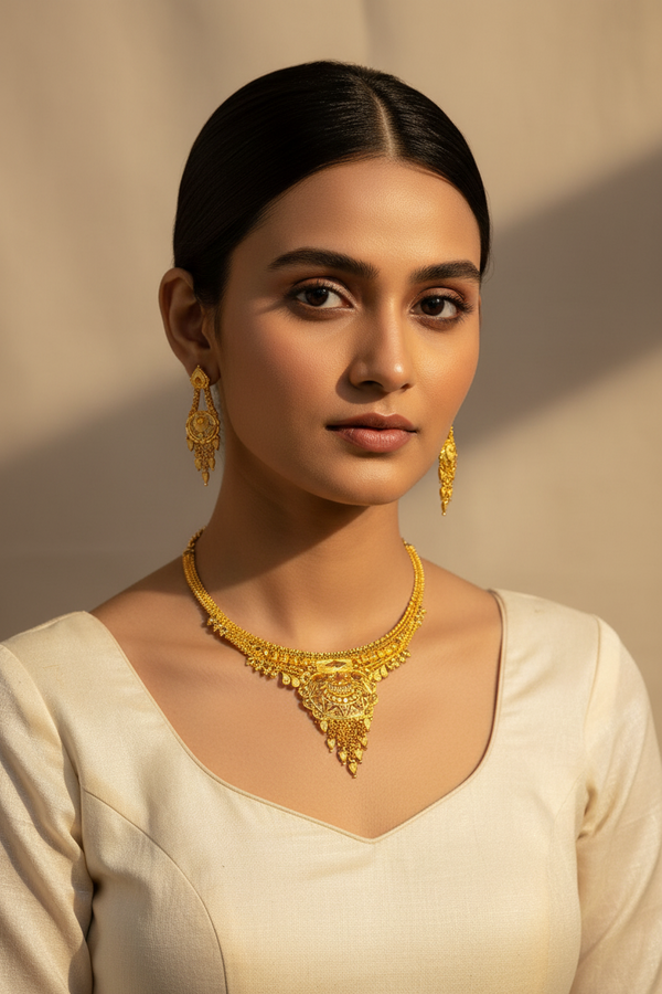 Premium 1 Gram Gold Forming Necklace Set (Real Gold Look) 031