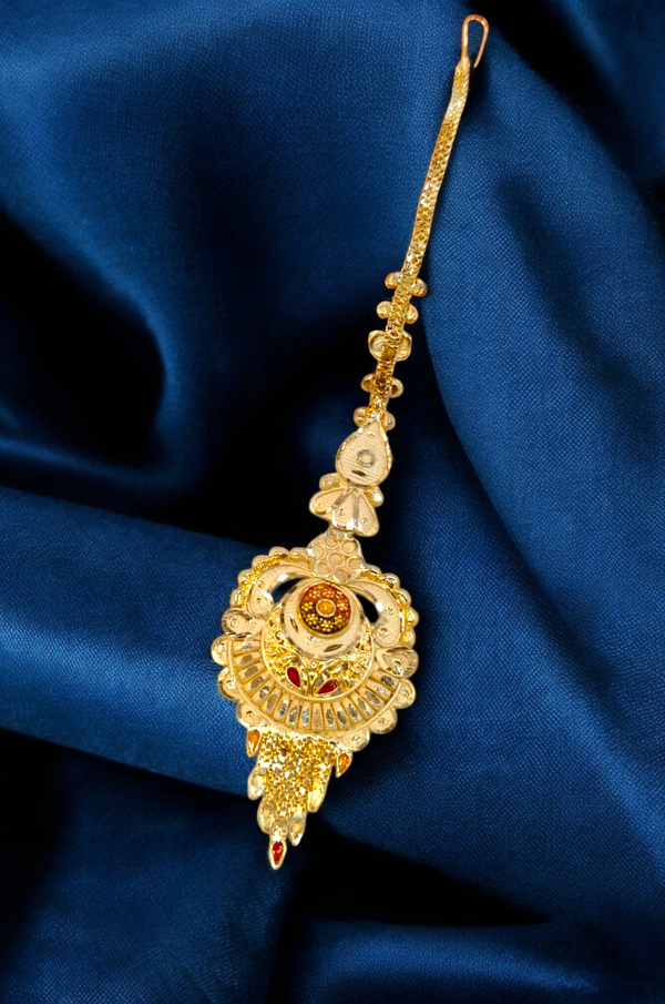 Royal 1 Gram Gold Plated Traditional Maang Tikka for Women 025