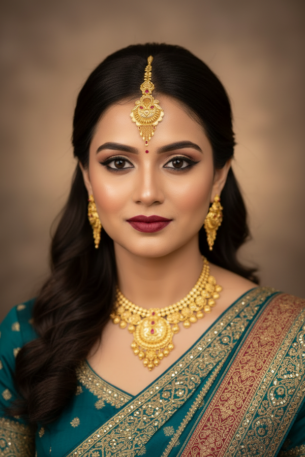 Royal 1 Gram Gold Plated Traditional Maang Tikka for Women 030