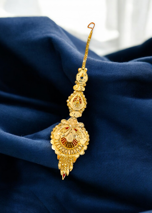Royal 1 Gram Gold Plated Traditional Maang Tikka for Women 034