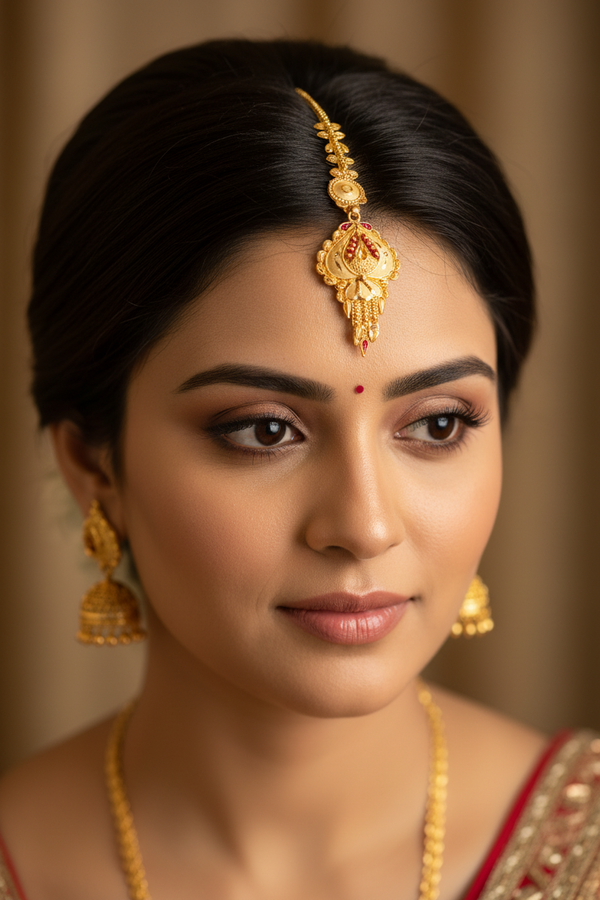 Royal 1 Gram Gold Plated Traditional Maang Tikka for Women 037