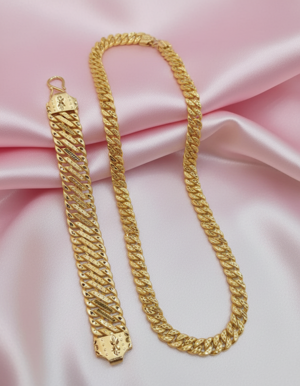 1 Gram Gold-Forming Curb Chain with Bracelet Combo