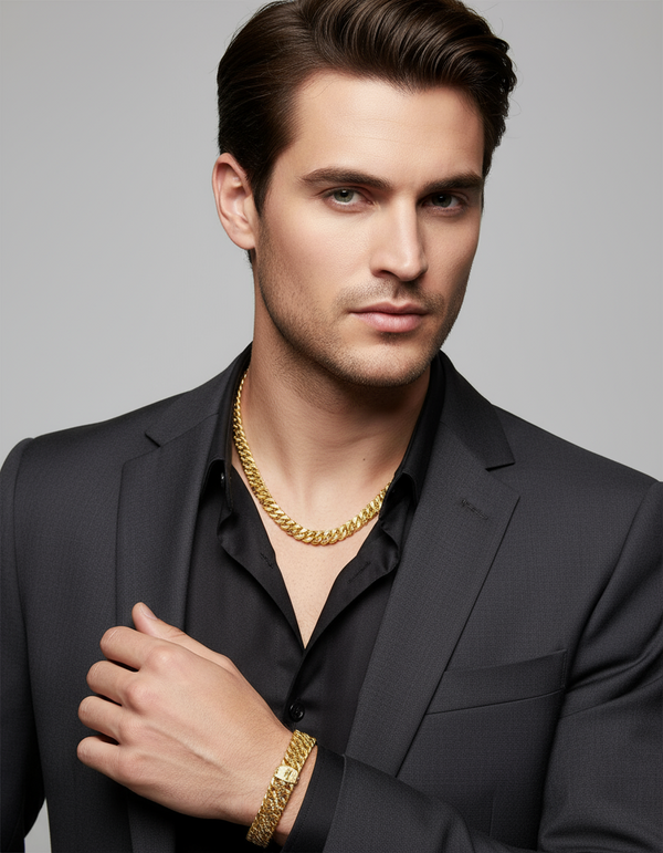 1 Gram Gold-Forming Curb Chain with Bracelet Combo