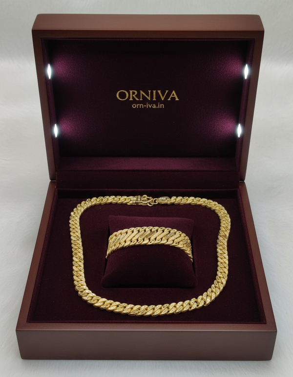 1 Gram Gold-Forming Curb Chain with Bracelet Combo
