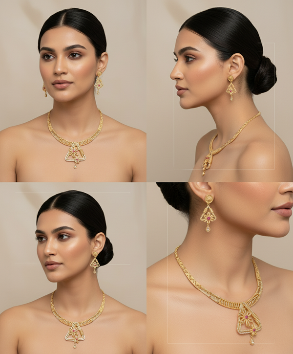 Modern Gold-Plated Torque Necklace Set
