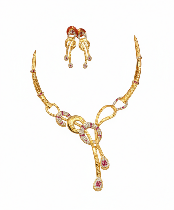Designer Gold-Plated CZ Necklace Set