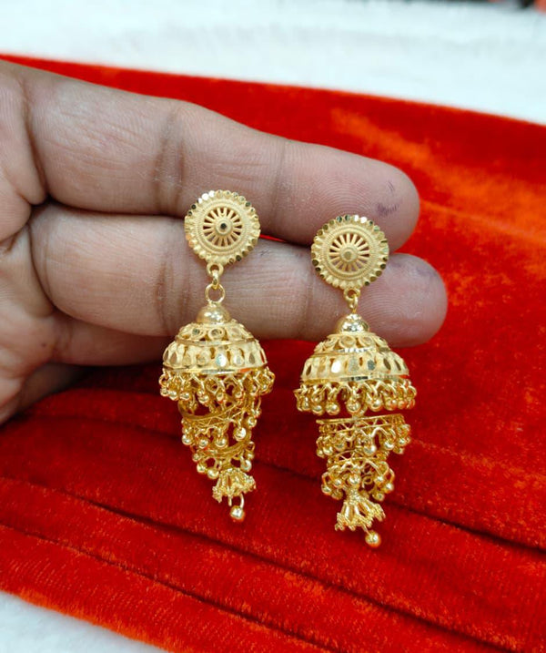 Golden Filigree Jhumka Earrings