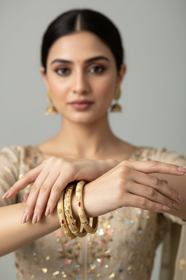 Bangles - 1 Gram Gold plated Bangles set - 001