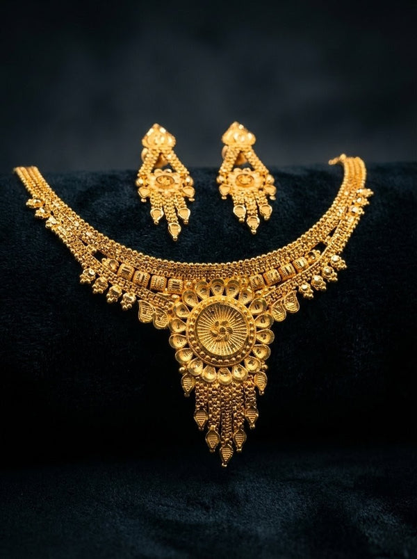 Premium 1 Gram Gold Forming Necklace Set (Real Gold Look) 030