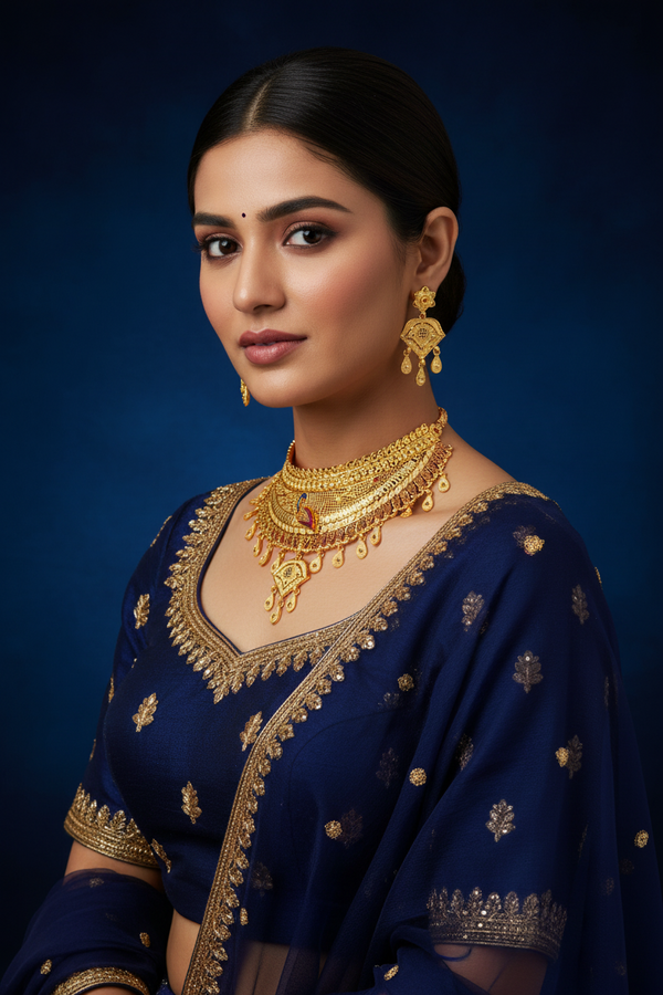 Choker - Necklace - 1Gram Gold plated Necklace set - 001