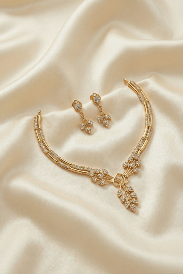 Premium 1 Gram Gold Forming Necklace Set (Real Gold Look) 024