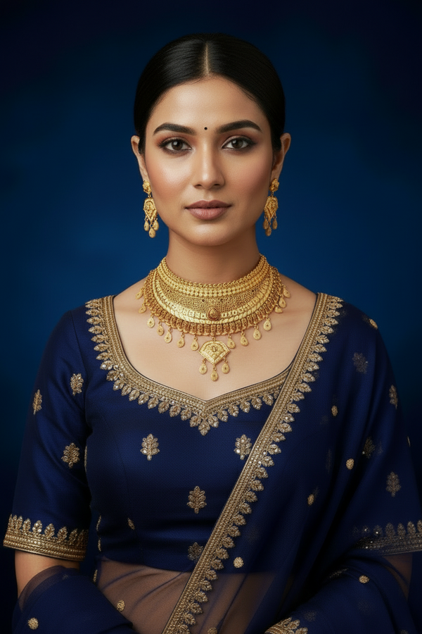 Choker - Necklace - 1Gram Gold plated Necklace set - 001