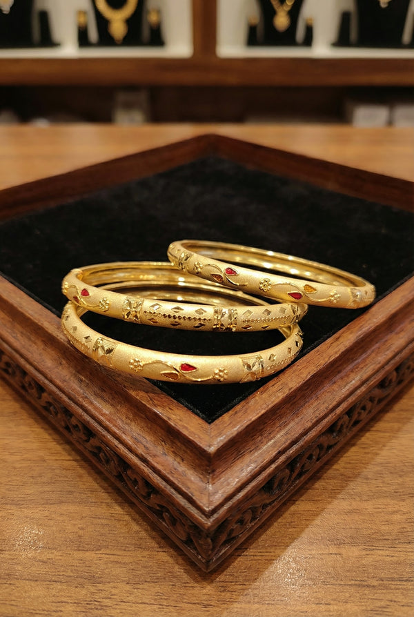 Bangles - 1 Gram Gold plated Bangles set - 001