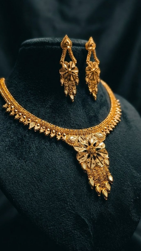 Premium 1 Gram Gold Forming Necklace Set - Real Gold Look 036