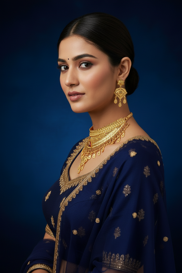 Choker - Necklace - 1Gram Gold plated Necklace set - 001