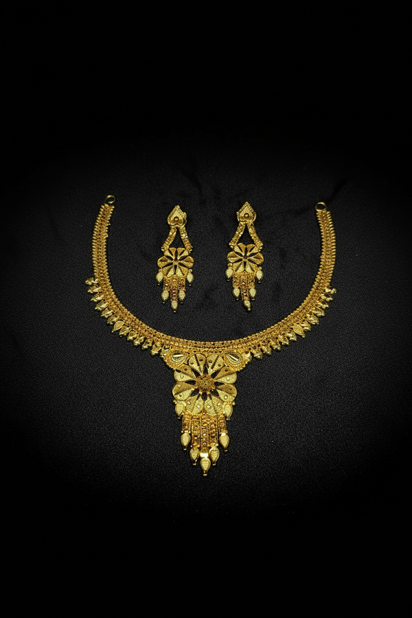 Premium 1 Gram Gold Forming Necklace Set - Real Gold Look 036
