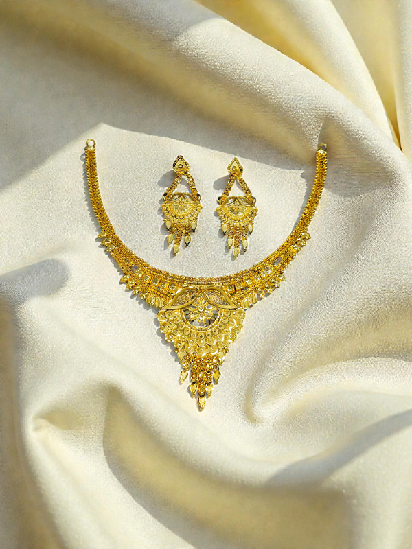Premium 1 Gram Gold Forming Necklace Set - Real Gold Look 027