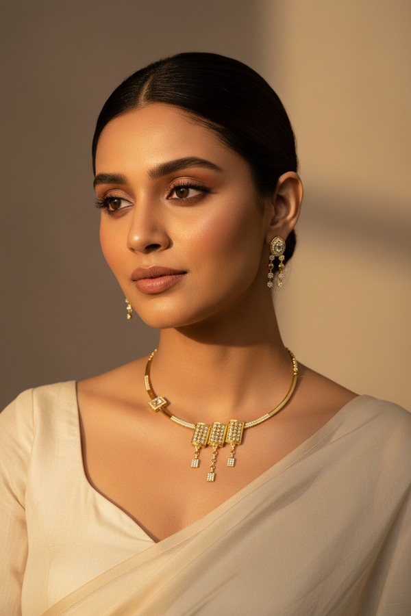 Premium 1 Gram Gold Forming Necklace Set (Real Gold Look) 037