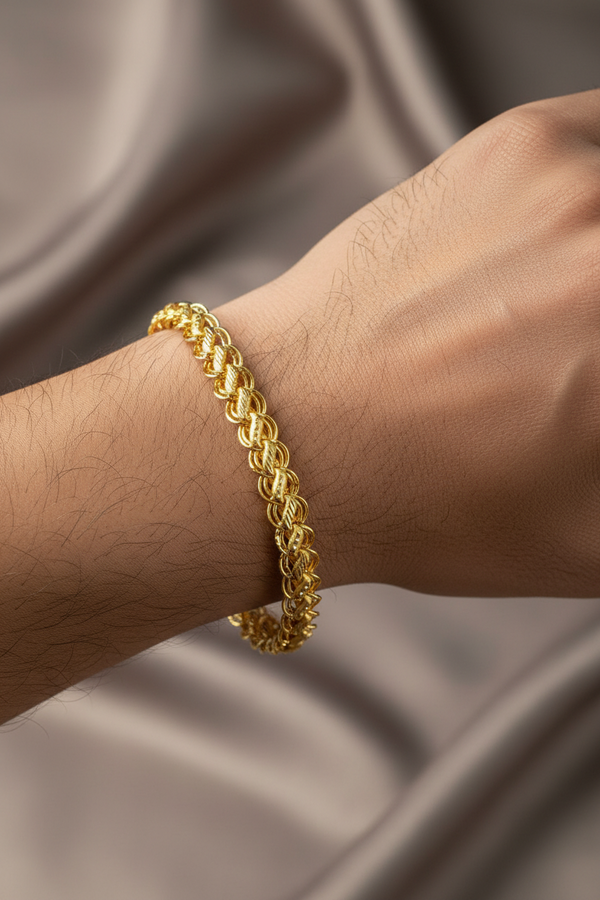 Royal 1 Gram Gold Plated Men's Bracelet - Premium Daily Wear 006