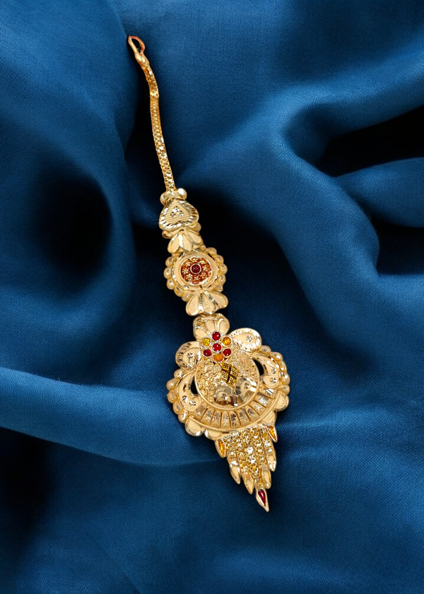 Royal 1 Gram Gold Plated Traditional Maang Tikka for Women 023
