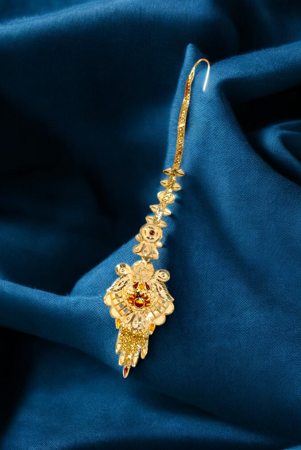Royal 1 Gram Gold Plated Traditional Maang Tikka for Women 029