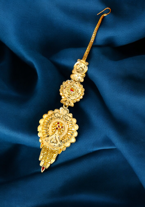 Royal 1 Gram Gold Plated Traditional Maang Tikka for Women 031