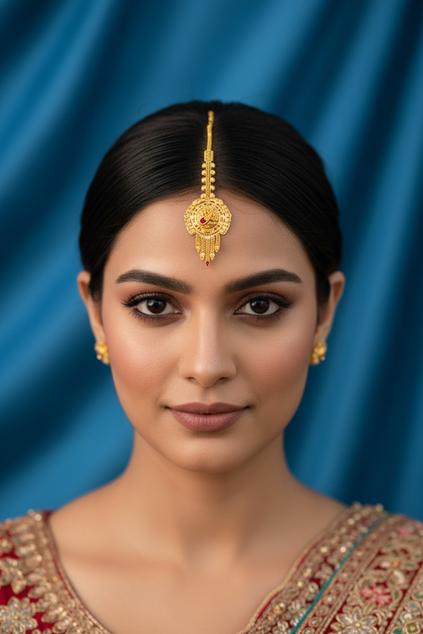 Royal 1 Gram Gold Plated Traditional Maang Tikka for Women 035