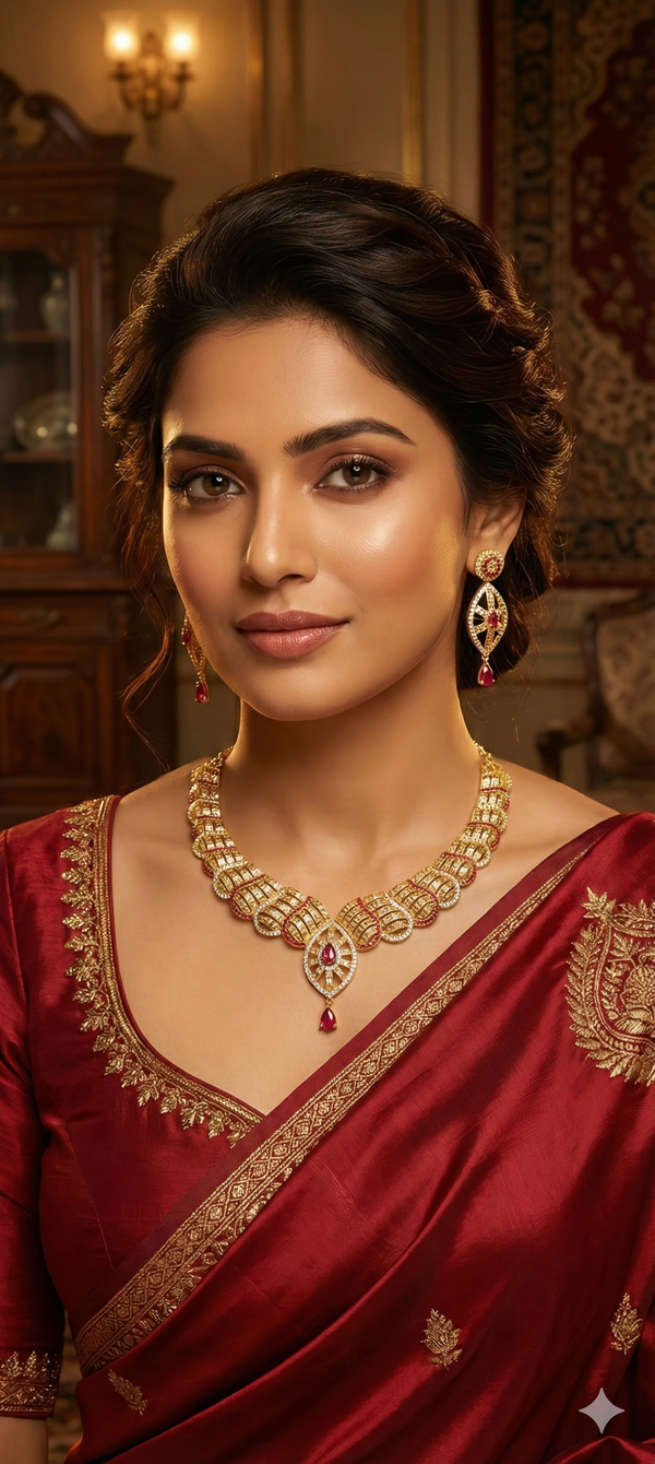 Premium 1 Gram Gold Forming Necklace Set (Real Gold Look) 023