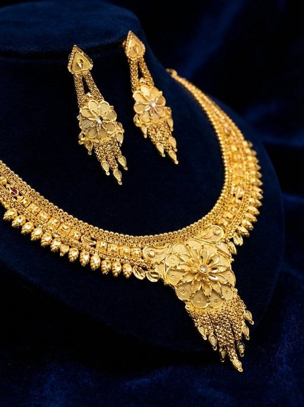 Premium 1 Gram Gold Forming Necklace Set (Real Gold Look) 033